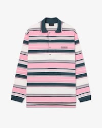 Runway Loose Fit Striped Piqu&eacute; Polo Shirt