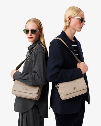 Monogram Leather Flap Close Satchel