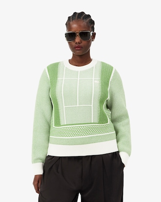 Tennis Court Graphic Jacquard Sweater