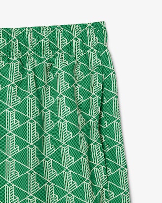Mid Length Monogram Print Swim Trunks