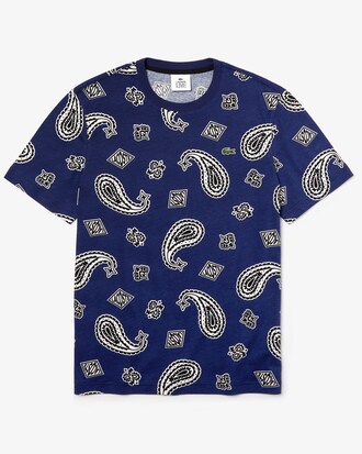 Men's Lacoste LIVE Crew Neck Paisley Print Cotton T-shirt