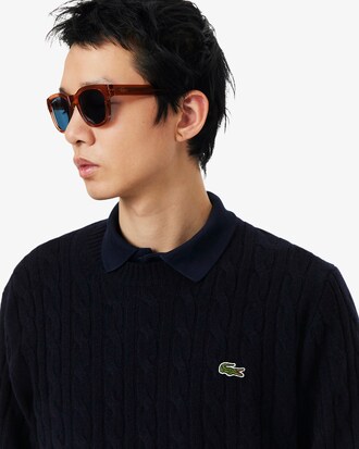 Cable Knit Wool Crew Neck Sweater