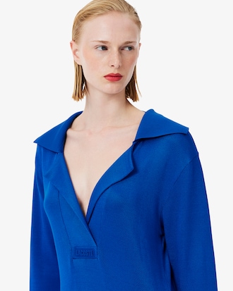 Runway Polo Collar Satin Maxi Dress