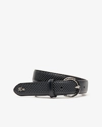 Women's Lacoste Engraved Round Buckle Texturised Leather Belt