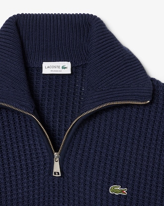 High Neck Half Zipper Heavy Wool Sweater