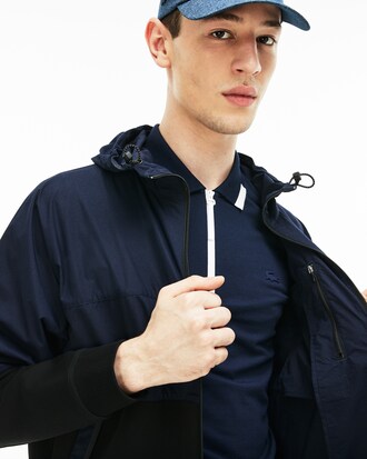 Men's Lacoste Motion Hooded Bi-Material Technical Windbreaker
