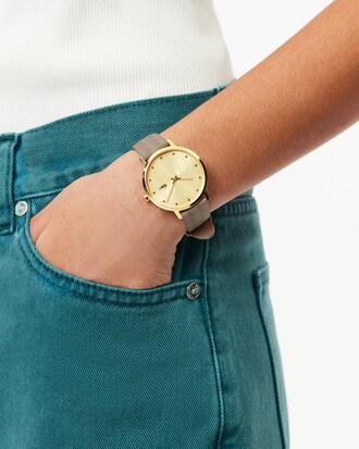 Three Hand Crocorigin Leather Watch