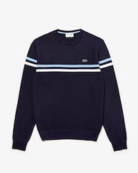 Men's MADE IN FRANCE Crew Neck Tricolour Striped Cotton Sweater