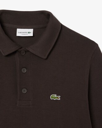 Ribbed Cotton Polo Collar Sweatshirt