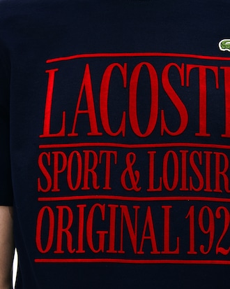 Unisex Lacoste LIVE Crew Neck Lettered Cotton T-shirt