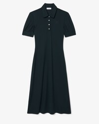 Embroidery Accent Fluid Jersey Polo Dress