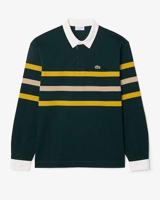 Relaxed Fit Striped Piqu&eacute; Rugby Polo Shirt
