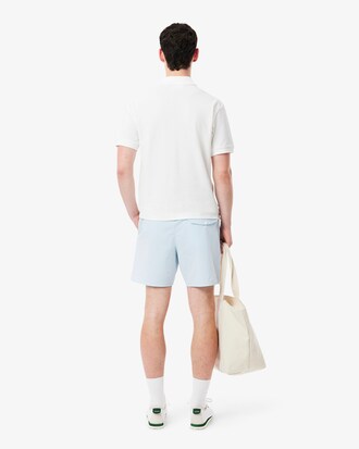 Mid Length Striped Textured Swim Trunks