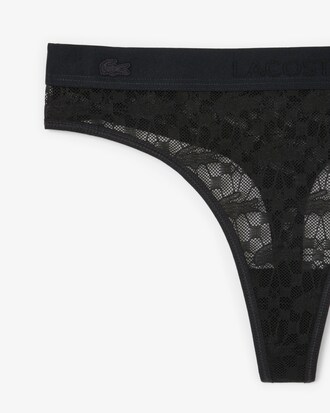 Logo Waist Lacy String Briefs