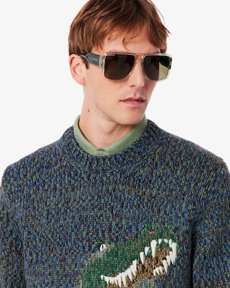 Mercerised Knit Intarsia Crocodile Sweater