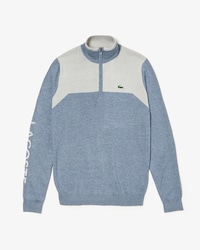 Men's Lacoste SPORT Zip Neck Bicolour Technical Knit Golf Sweater