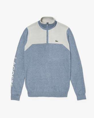 Men's Lacoste SPORT Zip Neck Bicolour Technical Knit Golf Sweater