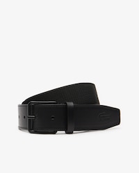 Men's Tongue Buckle Woven Fabric And Leather Belt