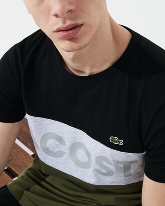 Men's Lacoste SPORT Lettering Colourblock Cotton T-shirt