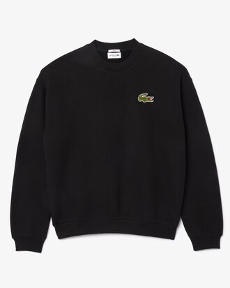 Loose Fit Badge Accent Fleece Sweatshirt