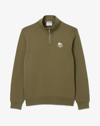High Neck Zip-Up Print Sweatshirt