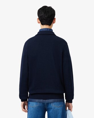 Ribbed Cotton Polo Collar Sweatshirt