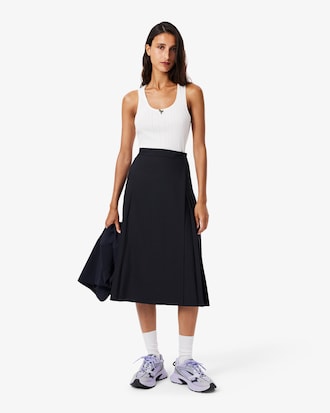 Pleated Wool Midi Wrap Skirt