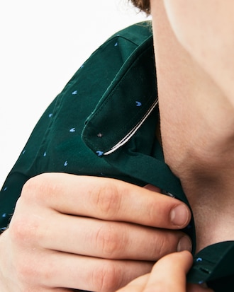 Men's Slim Fit Print Cotton Poplin Shirt