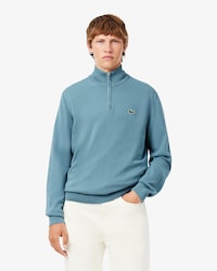 Zipped High Neck Cotton Sweater