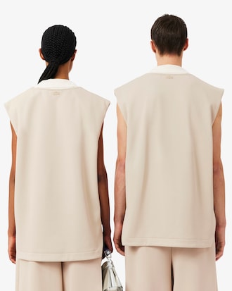 Runway Satin Knit V Neck Sleeveless Sweatshirt