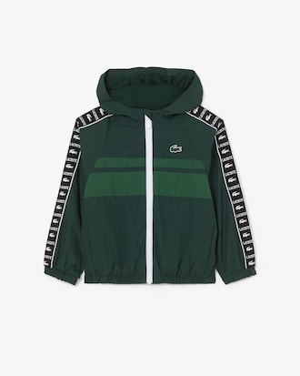 Logo Stripe Sport Hooded Puffed Jacket