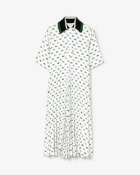 Women's Fashion Show Printed Polo Dress with Knitted Collar