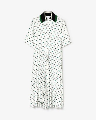 Women's Fashion Show Printed Polo Dress with Knitted Collar