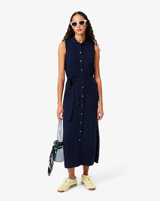 Long Stretch Mini Piqué Polo Dress