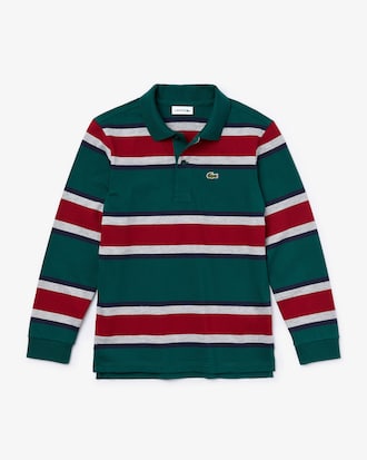 Boys' Lacoste Striped Cotton Polo Shirt