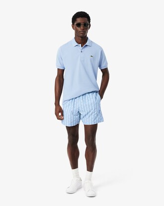 Mid Length Monogram Print Swim Trunks