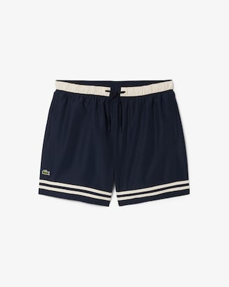 Lacoste Mid Length Contrast Stripe Swim Trunks