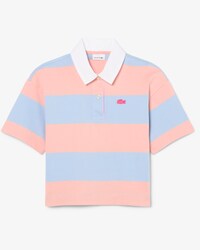 Oversized Striped Cotton Rugby Polo Shirt