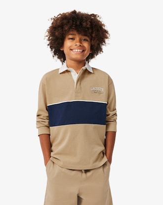 Long Sleeved Striped Rugby Polo Shirt