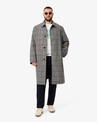 Lightweight Water-Repellent Checked Coat
