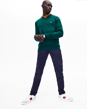 Men's V-neck Caviar Piqu&eacute; Accent Cotton Jersey Sweater