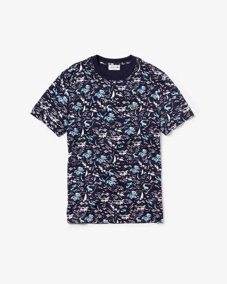 Men's Crew Neck Hawaiian Print Soft Cotton T-shirt