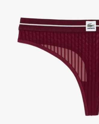 Velour Stripe Mesh String Briefs