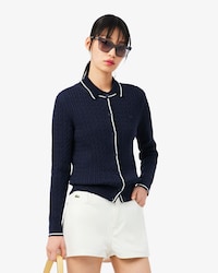 Striped Cable Knit Cardigan