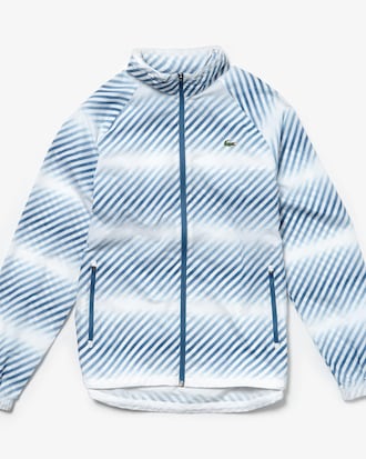 Men's Lacoste SPORT Contrast Hood Shaded Stripes Tennis Jacket