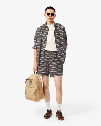 Relaxed Fit Printed Cotton Blend Shorts