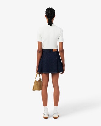 Short Pleated Denim Skirt