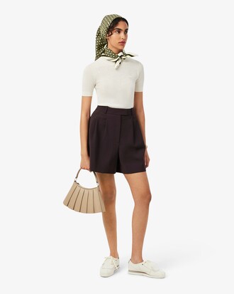 Oversized Wool Blend Pleated Bermuda Shorts