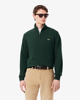 Zipped High Neck Wool Sweater
