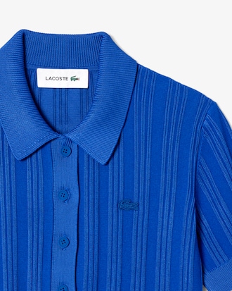 Ribbed Knit Polo Collar Sweater